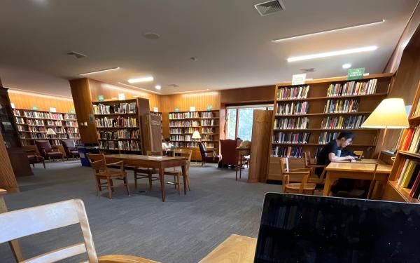 A study room in Lamont Library