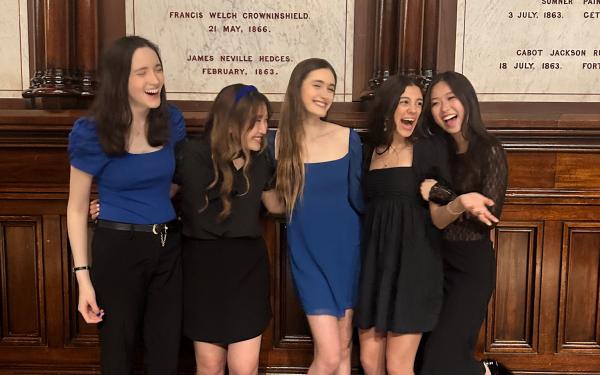 A picture of me and my four friends in a capella