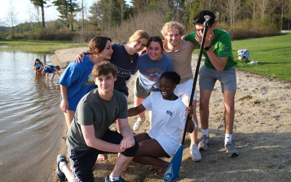 Friends I made from my entryway and I posing for a picture before we go kayaking.