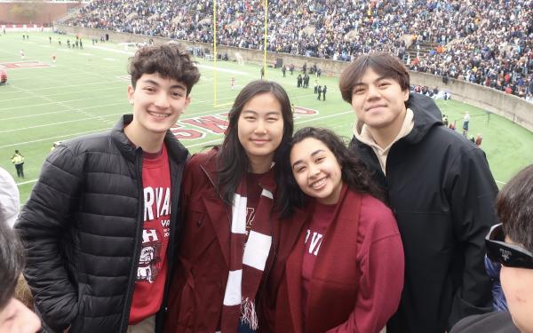 Aileen with her friend at a Harvard Yale Game