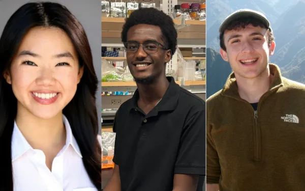 3 separate headshots side by side. From Left to Right: Lauren, Yerosen, Benjamin.