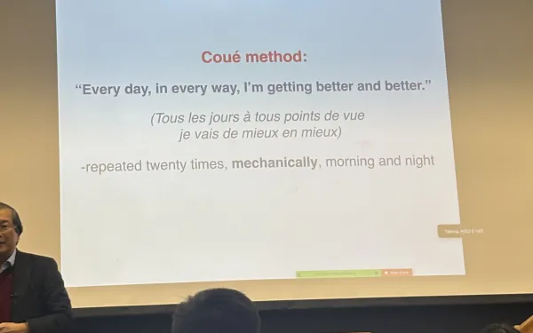 Lecture slide reads "Every day, in every way, I'm getting better and better."