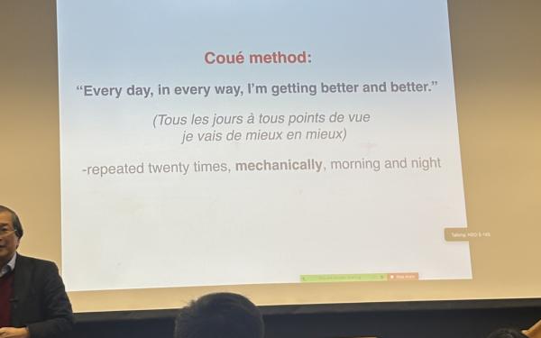 Lecture slide reads "Every day, in every way, I'm getting better and better."