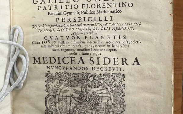 A photo of a book by Galileo in Houghton Library