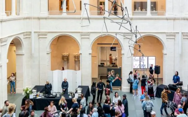 a photo of people inside the Harvard Art Museums