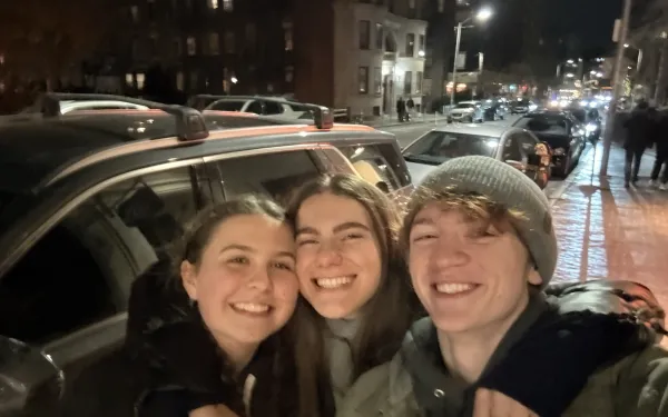 Me and two friends getting ice cream together after a day of studying for our finals.